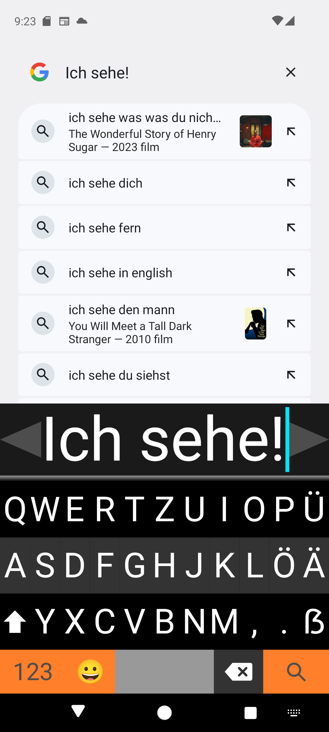 Viskey-Tastaturansicht beim Tippen mit großem Vorschautext und kontrastreichen Tasten