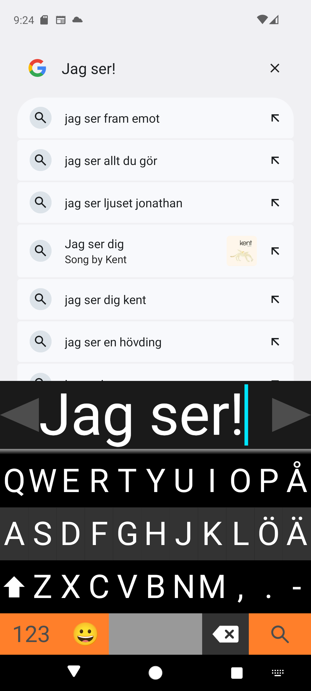 Skrivvy för Viskey-tangentbordet med stor förhandsgranskningstext och tangenter med hög kontrast